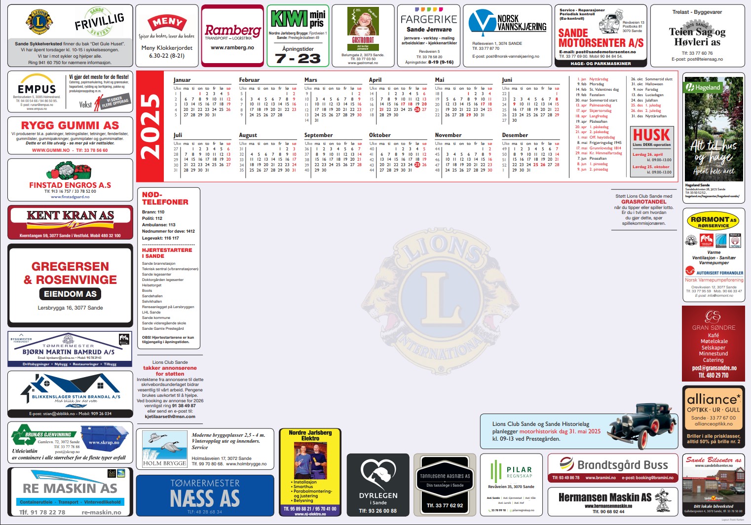 Artikkelbilde til artikkelen Lions Sande-Skrivebordsunderlag/ kalender 2025